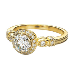 Anello di fidanzamento in stile antico con diamanti in oro giallo 14K 2,70 carati Nuovo