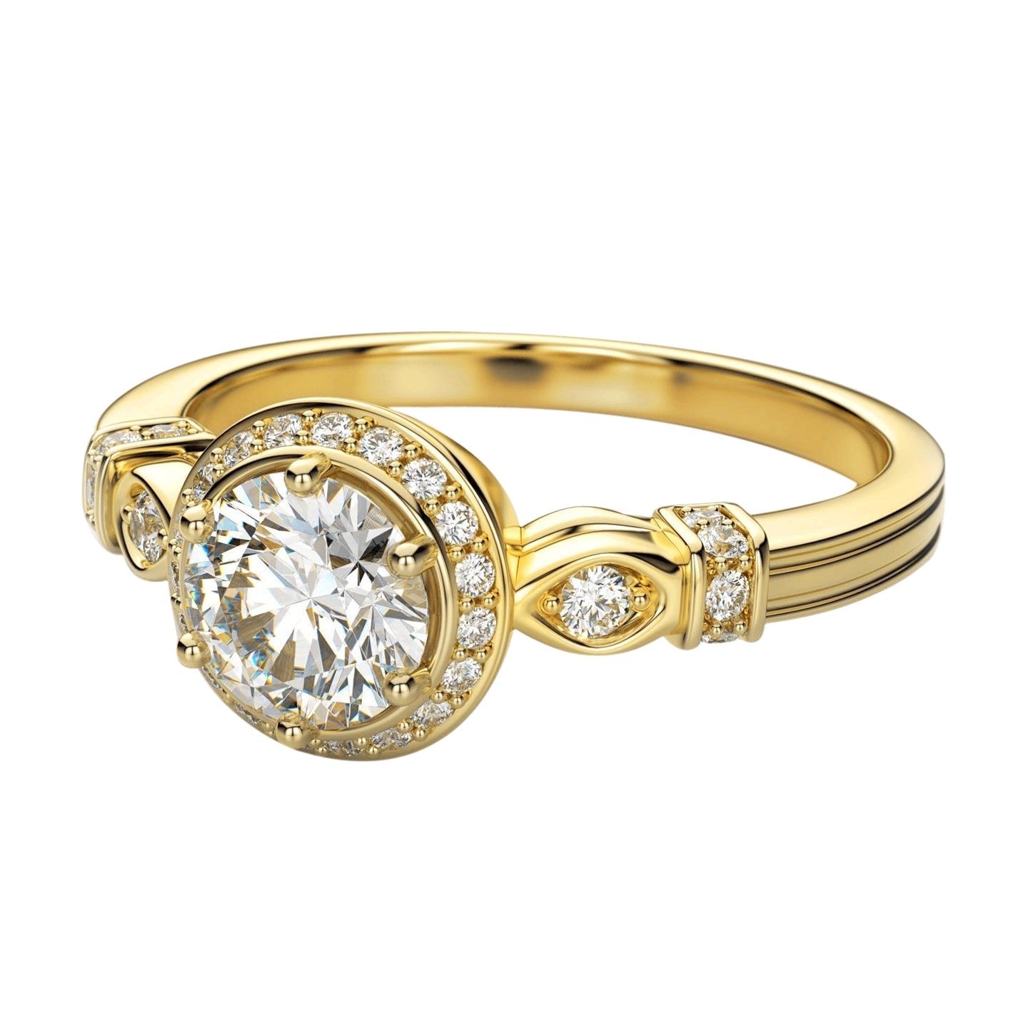 Anello di fidanzamento in stile antico con diamanti in oro giallo 14K 2,70 carati Nuovo - harrychadent.it
