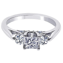 Anello di fidanzamento in stile pietra con diamante 3 carati da 1.35 carati in oro bianco 14K