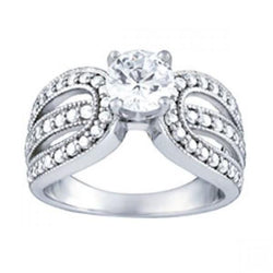 Anello di fidanzamento in stile vintage con diamanti rotondi da 1.35 carati in oro bianco