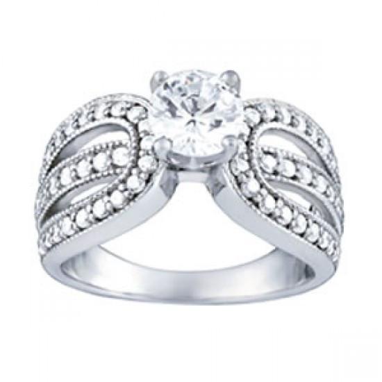 Anello di fidanzamento in stile vintage con diamanti rotondi da 1.35 carati in oro bianco - harrychadent.it