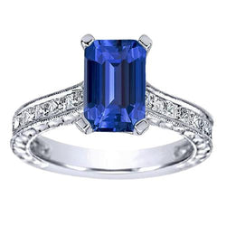 Anello di fidanzamento in zaffiro con accenti di diamante principessa 3.50 carati
