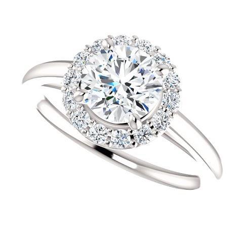 Anello di fidanzamento incastonato con diamante rotondo da 1,50 carati 14K Oro bianco - harrychadent.it