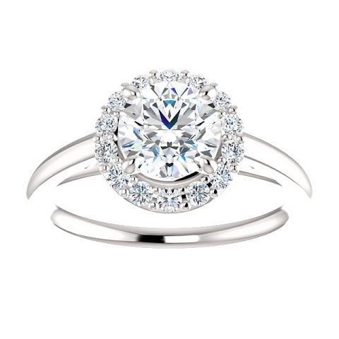 Anello di fidanzamento incastonato con diamante rotondo da 1,50 carati 14K Oro bianco - harrychadent.it