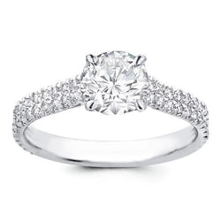Anello di fidanzamento oro bianco 3,75 carati diamanti rotondi con accenti