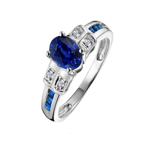 Anello di fidanzamento ovale con zaffiro blu e diamante 4.25 carati in oro bianco - harrychadent.it