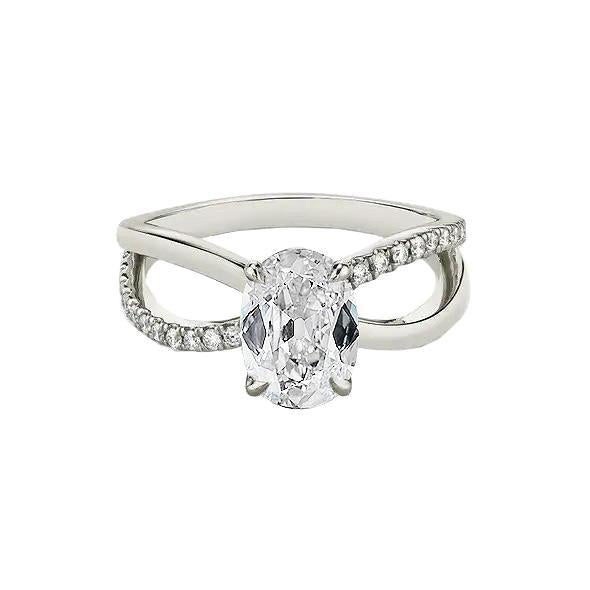 Anello di fidanzamento ovale in oro bianco con diamanti a taglio antico 3,65 carati - harrychadent.it