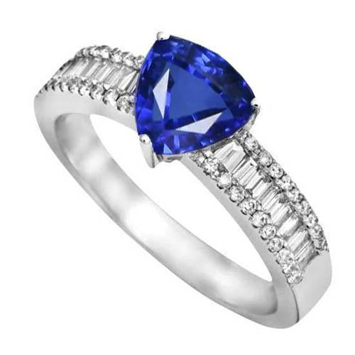 Anello di fidanzamento pietra preziosa zaffiro blu e diamanti 4 carati Nuovo - harrychadent.it