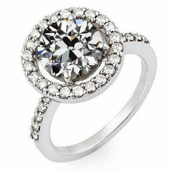 Anello di fidanzamento rotondo con anello di fidanzamento con diamante taglio vecchia miniera 4.50 carati