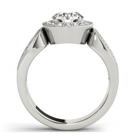 Anello di fidanzamento rotondo con diamante anniversario 1.35 carati WG 14K - harrychadent.it