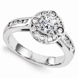 Anello di fidanzamento rotondo con diamante centrale con accento 1,30 carati WG 14K