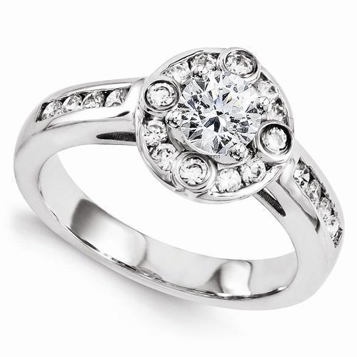 Anello di fidanzamento rotondo con diamante centrale con accento 1,30 carati WG 14K - harrychadent.it
