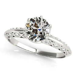 Anello di fidanzamento rotondo con diamante taglio vecchio 4 carati oro 14 carati