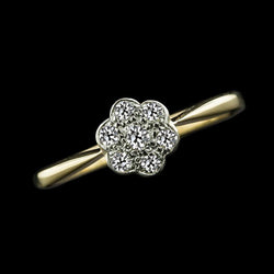 Anello di fidanzamento rotondo con diamante taglio vecchio miniera 1.25 carati stile fiore