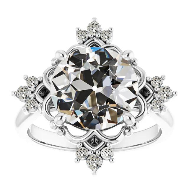 Anello di fidanzamento rotondo con diamante taglio vecchio stile stella oro 7 carati - harrychadent.it