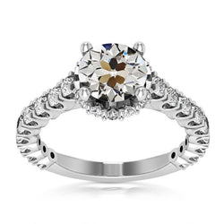 Anello di fidanzamento rotondo con diamanti a taglio antico, gioielli da donna in oro 8,50 carati