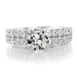 Anello di fidanzamento rotondo con diamanti a taglio antico, gioielli in oro 10,50 carati