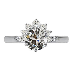 Anello di fidanzamento rotondo con diamanti a taglio antico rotondo, stile corona, 5 carati