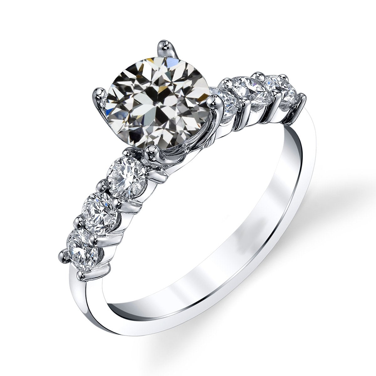 Anello di fidanzamento rotondo con diamanti da vecchio minatore, incastonato in oro 5 carati - harrychadent.it