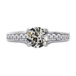 Anello di fidanzamento rotondo con diamanti di taglio antico, in oro, 4,50 carati