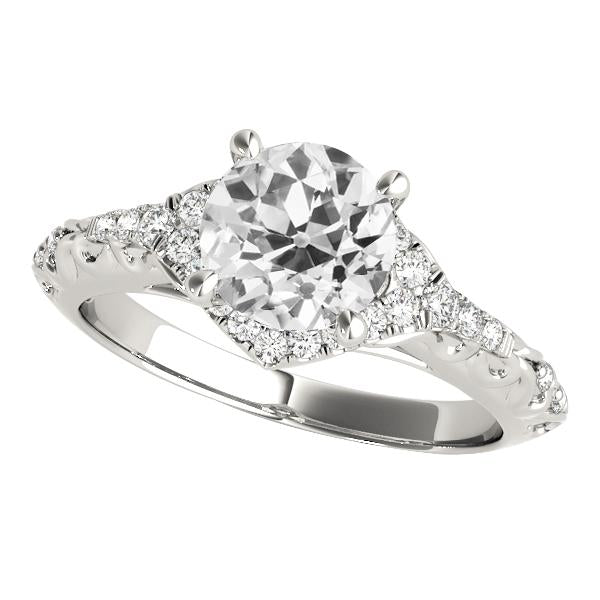 Anello di fidanzamento rotondo con diamanti taglio vecchio miniera gioielli in oro bianco 4 carati - harrychadent.it