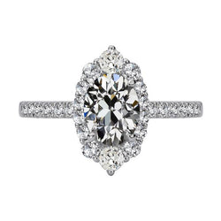 Anello di fidanzamento rotondo e ovale con anello di diamanti da minatore vecchio 7,50 carati