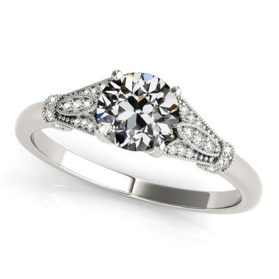 Anello di fidanzamento rotondo vecchio miniera di diamanti taglio 3,50 carati Milgrain - harrychadent.it