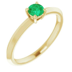 Anello di fidanzamento solitario 1.25 carati verde smeraldo oro giallo 14K