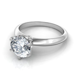 Anello di fidanzamento solitario con 2 diamanti scintillanti in oro bianco 14K