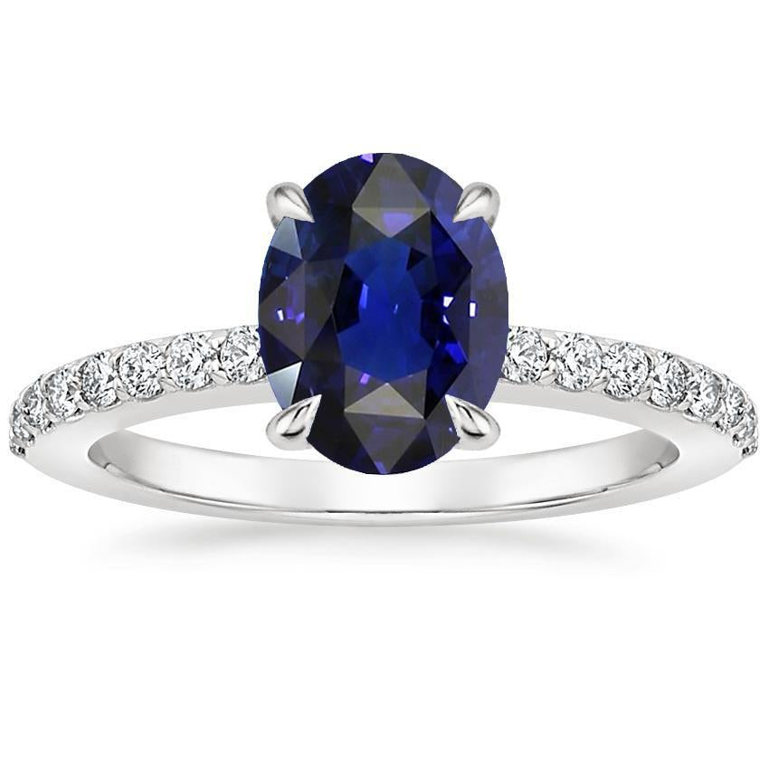 Anello di fidanzamento solitario con accenti di diamante blu zaffiro 4 carati - harrychadent.it