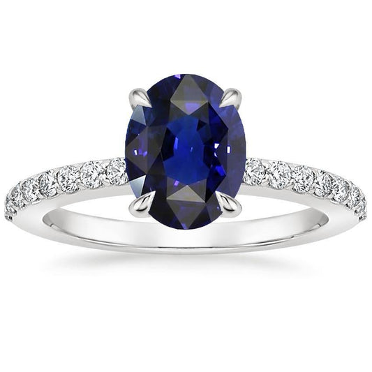 Anello di fidanzamento solitario con accenti di diamante blu zaffiro 4 carati - harrychadent.it