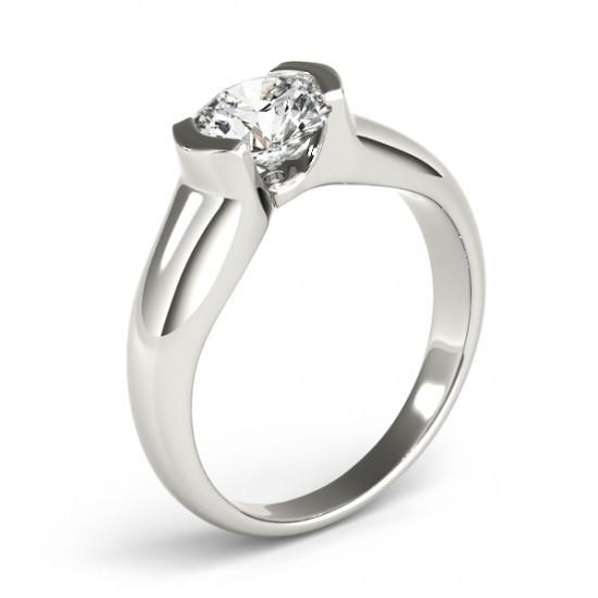 Anello di fidanzamento solitario con diamante da 1 carato con mezza lunetta in oro bianco 14K - harrychadent.it