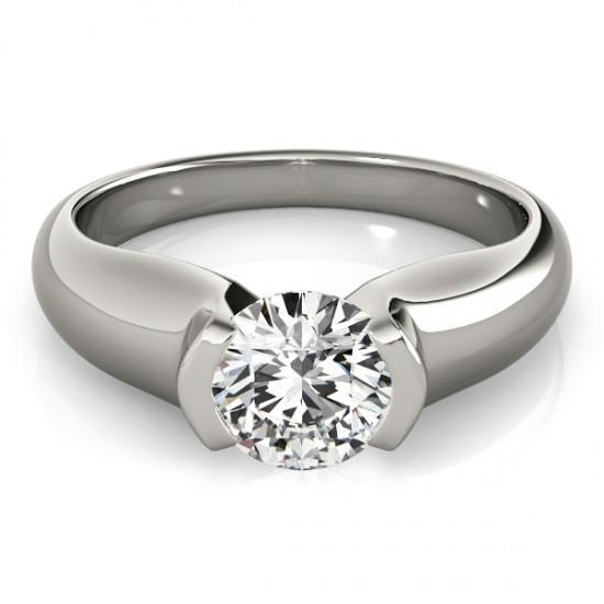 Anello di fidanzamento solitario con diamante da 1 carato con mezza lunetta in oro bianco 14K - harrychadent.it