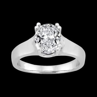 Anello di fidanzamento solitario con diamante ovale da 2.01 carati. oro bianco 14K - harrychadent.it