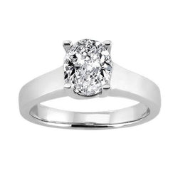 Anello di fidanzamento solitario con diamante ovale da 2 carati in oro bianco 14K