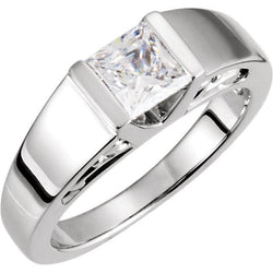 Anello di fidanzamento solitario con diamante principessa da 1 carato in oro bianco 14K
