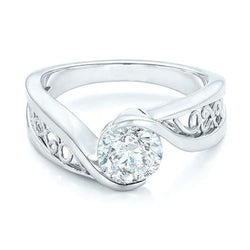 Anello di fidanzamento solitario con diamante rotondo da 1,5 ct, oro bianco 14 carati