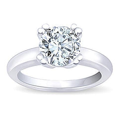 Anello di fidanzamento solitario con diamante rotondo in oro bianco 14 carati 0.75 carati