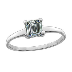 Anello di fidanzamento solitario con diamante smeraldo da donna, oro 14K 2 carati