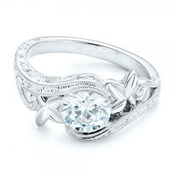 Anello di fidanzamento solitario con diamante stile antico, oro bianco 2,50 ct 14K