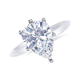 Anello di fidanzamento solitario con diamante taglio a pera 1.50 carati Oro bianco 14K