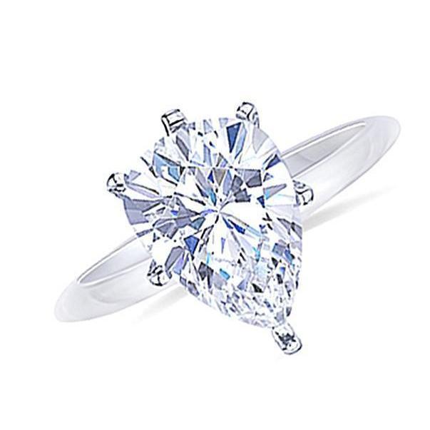 Anello di fidanzamento solitario con diamante taglio a pera 1.50 carati Oro bianco 14K - harrychadent.it
