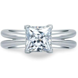 Anello di fidanzamento solitario con diamante taglio principessa da 2,50 ct a 4 griffe