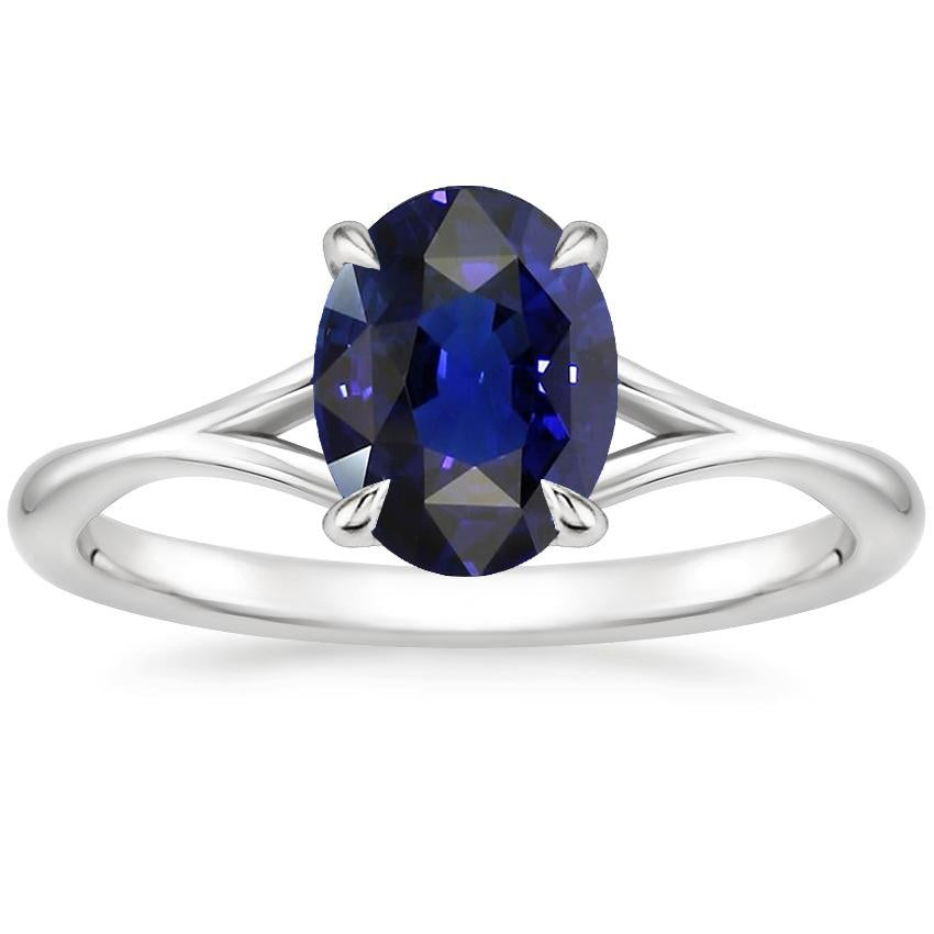 Anello di fidanzamento solitario con zaffiro blu 2.5 carati con gambo diviso - harrychadent.it