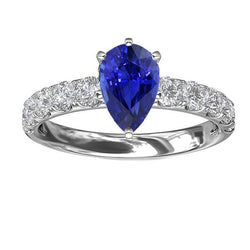 Anello di fidanzamento solitario con zaffiro blu 4 carati e accenti di diamanti
