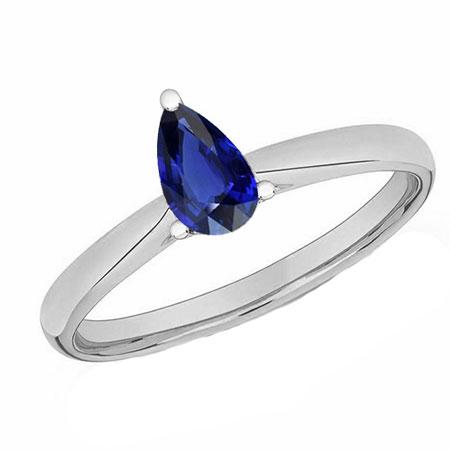 Anello di fidanzamento solitario con zaffiro blu pera. Pietra preziosa da 1 carato con gioielli in oro bianco 14 carati - harrychadent.it