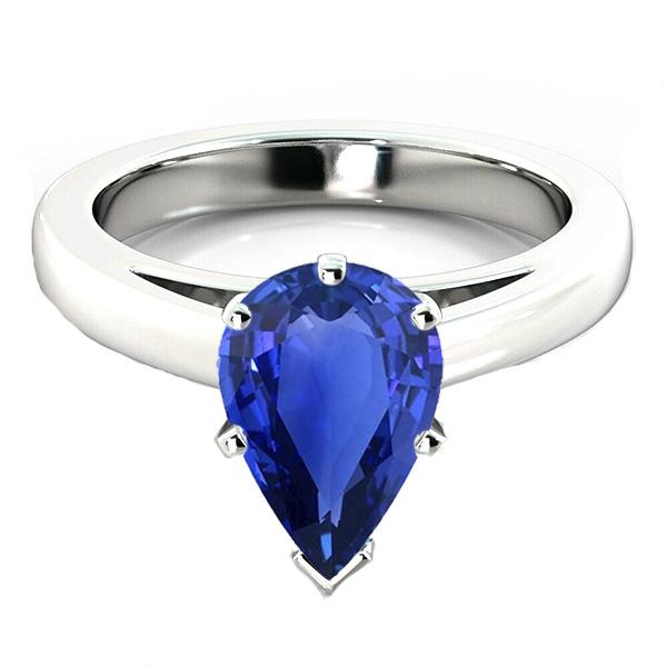 Anello di fidanzamento solitario con zaffiro blu taglio a pera 2.50 carati - harrychadent.it