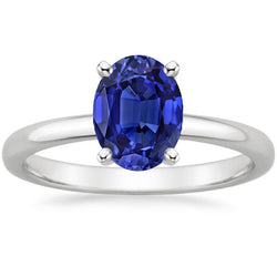Anello di fidanzamento solitario con zaffiro blu taglio ovale 3.50 carati