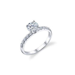 Anello di fidanzamento solitario da 1,50 ct con diamanti in rilievo, oro bianco 14 carati