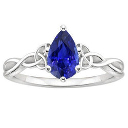 Anello di fidanzamento solitario pera blu zaffiro stile vintage 3 carati